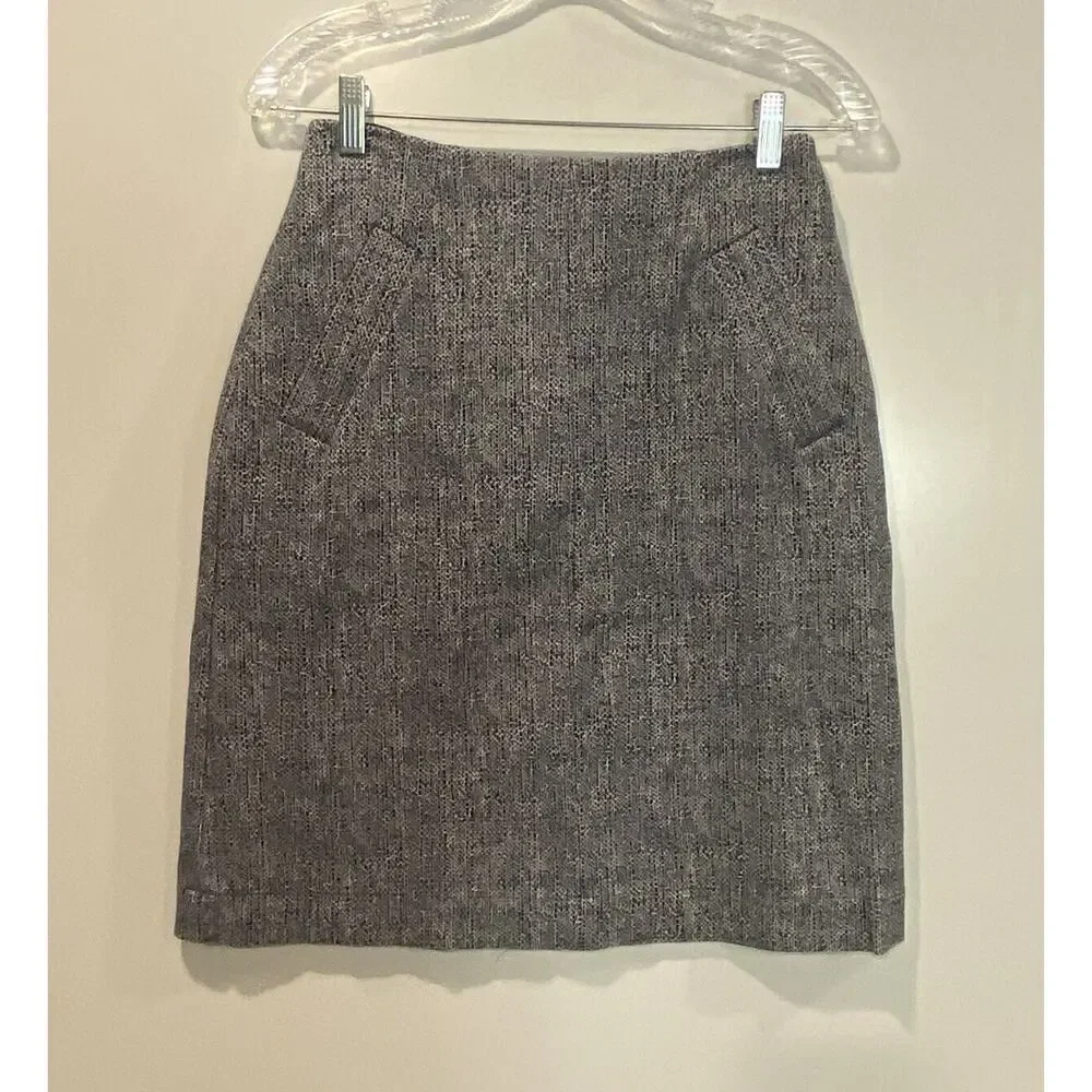 NWOT Lands‎ End Navy Blue White Print Pencil Skirt Career Womens Size 2 (880)